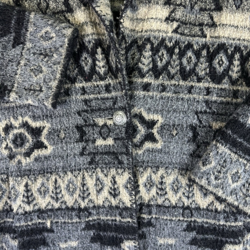Andrea Faye Jacket Womens Large Grey Aztec Navajo Cabin Shawl Vintage USA - Picture 4 of 9